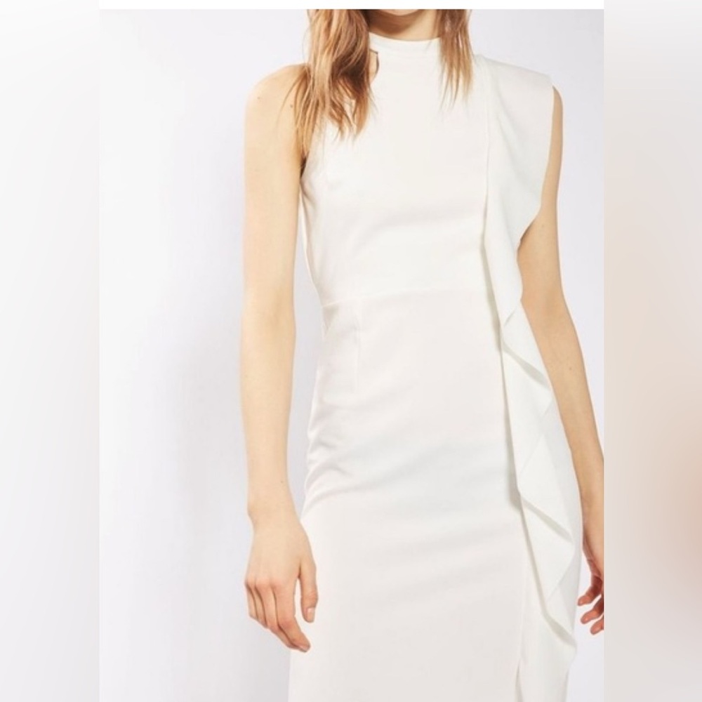 Topshop Cream Asymmetrical Dress - ivory cream color